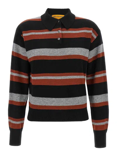Guest In Residence Collegiate Stripe Polo Shirt In Black