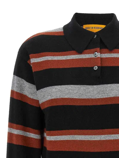 Guest In Residence Collegiate Stripe Polo Shirt In Black