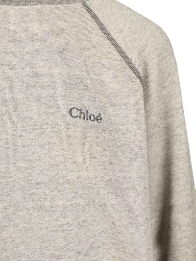 Chloé Logo Embroidered Fleece Sweatshirt In Gray