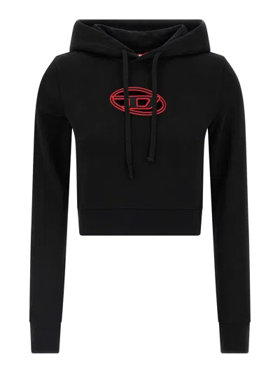 Diesel F-slimmy Cotton Blend Sweatshirt In Black