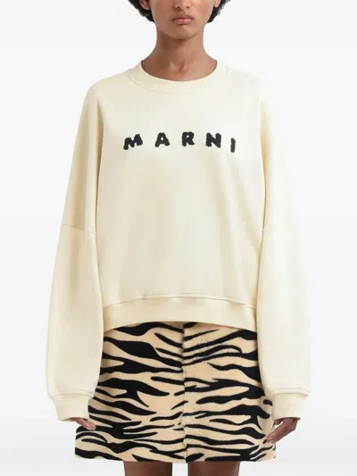 Marni Logo Sweatshirt In Neutral