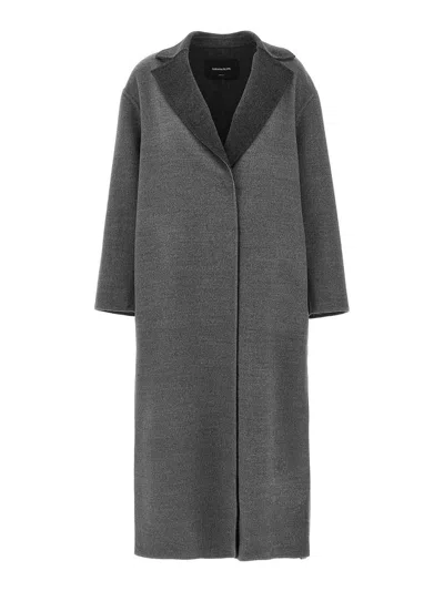 Fabiana Filippi Robe Coat With Notched Lapel And Pockets In Gray