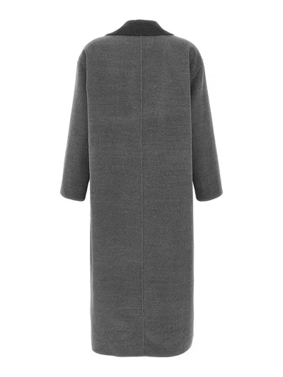 Fabiana Filippi Robe Coat With Notched Lapel And Pockets In Gray
