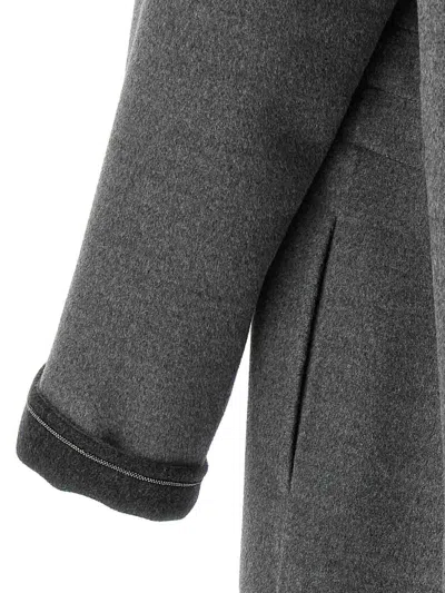 Fabiana Filippi Robe Coat With Notched Lapel And Pockets In Gray