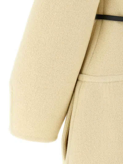 Jil Sander Tailored Coat With Belted Waist And Structured Shoulders In Neutral