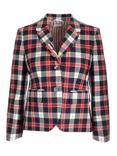 Thom Browne Plaid Tailored Jacket With Structured Silhouette In Multi