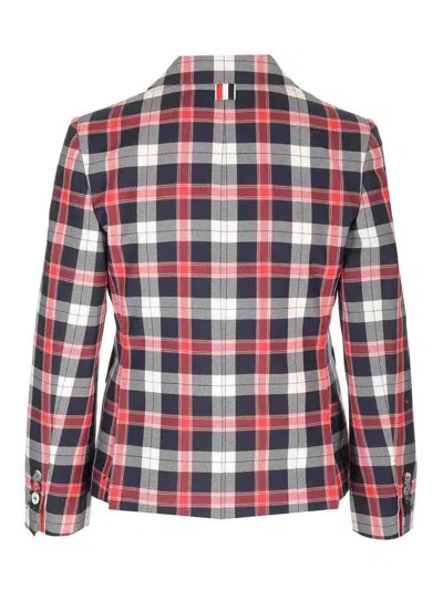 Thom Browne Plaid Tailored Jacket With Structured Silhouette In Multi