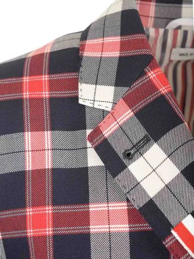 Thom Browne Plaid Tailored Jacket With Structured Silhouette In Multi