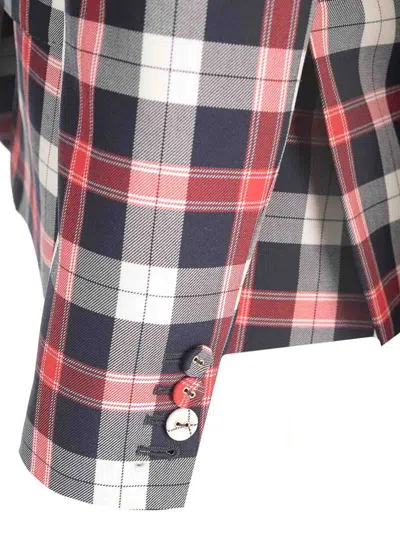 Thom Browne Plaid Tailored Jacket With Structured Silhouette In Multi
