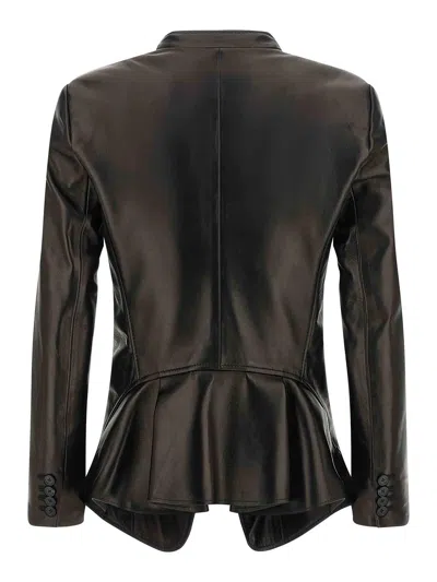 Alexander Mcqueen Tailored Leather Jacket Jackets Black In Black