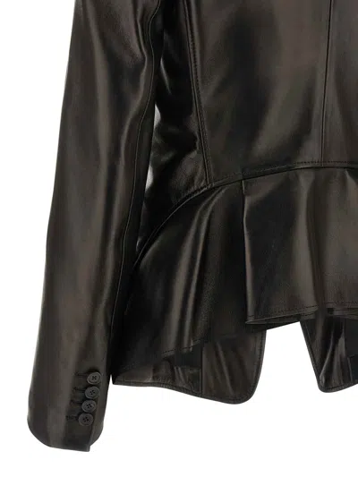 Alexander Mcqueen Tailored Leather Jacket Jackets Black In Black
