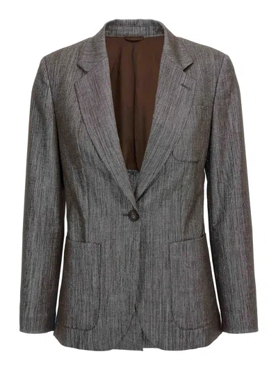 Brunello Cucinelli Women Lurex Fabric Blazer In Gray