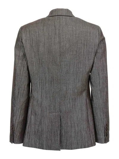 Brunello Cucinelli Women Lurex Fabric Blazer In Gray