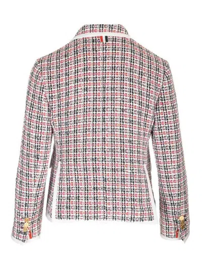 Thom Browne Check-pattern Buttoned Tweed Jacket In Multi