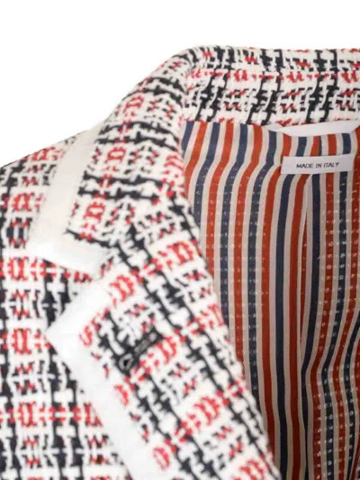 Thom Browne Check-pattern Buttoned Tweed Jacket In Multi