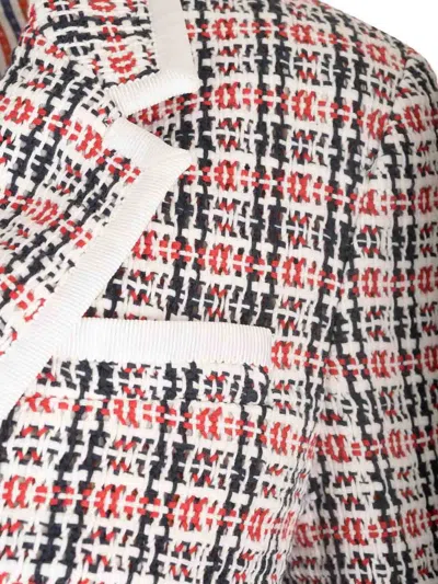 Thom Browne Check-pattern Buttoned Tweed Jacket In Multi