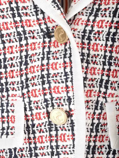 Thom Browne Check-pattern Buttoned Tweed Jacket In Multi