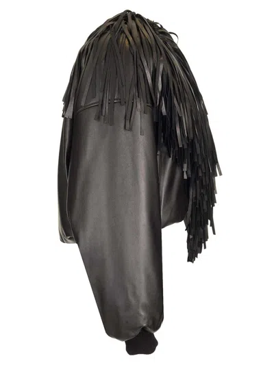 Alaïa Fringed Bomber Jacket Jackets Black In Brown