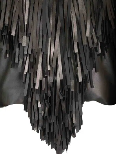 Alaïa Fringed Bomber Jacket Jackets Black In Brown