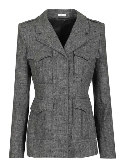 Alexander Mcqueen Fitted Silhouette With Epaulettes And Flap Pockets In Gray