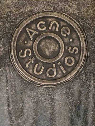 Acne Studios Black Distressed Leather Bomber Jacket In Brown