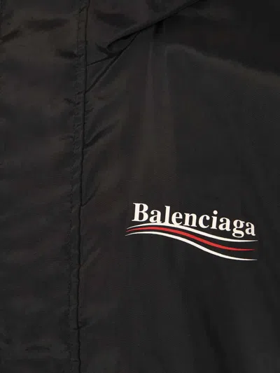 Balenciaga Polyester Jacket With Elastic Cuffs And Hooded Design In Black