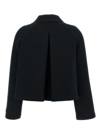 Marni Button-front Jersey Jacket With Classic Collar In Black