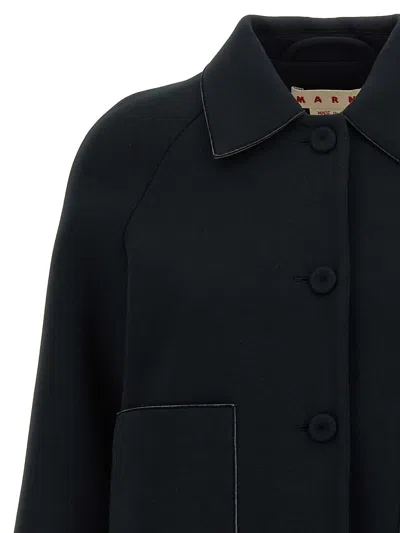Marni Button-front Jersey Jacket With Classic Collar In Black