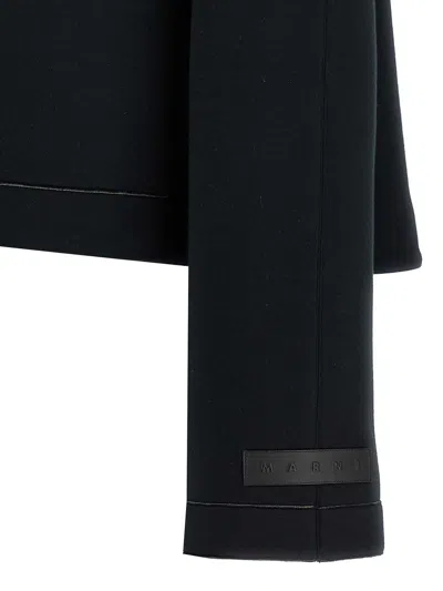 Marni Button-front Jersey Jacket With Classic Collar In Black