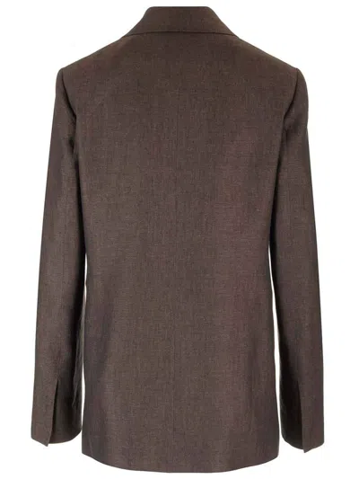 Loewe Linen Single-breasted Tailored Jacket Jackets Brown In Brown