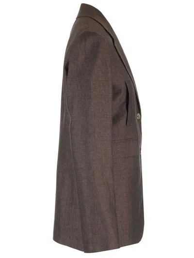 Loewe Linen Single-breasted Tailored Jacket Jackets Brown In Brown