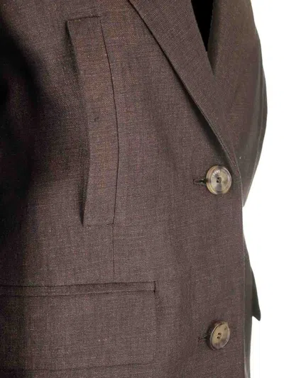 Loewe Linen Single-breasted Tailored Jacket Jackets Brown In Brown