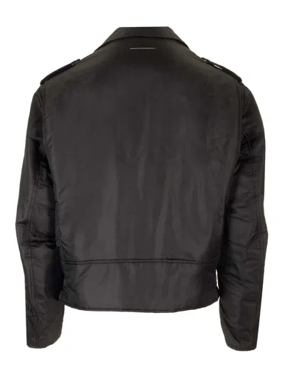 Mm6 Maison Margiela Mm6 By Maison Margiela Nylon Biker Jacket With Adjustable Belt And Multiple Pockets In Black