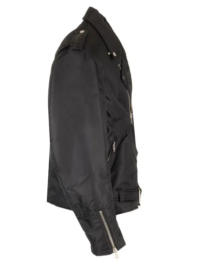 Mm6 Maison Margiela Mm6 By Maison Margiela Nylon Biker Jacket With Adjustable Belt And Multiple Pockets In Black