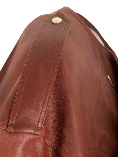 Rick Owens Belted Cropped Biker Jacket In Brown