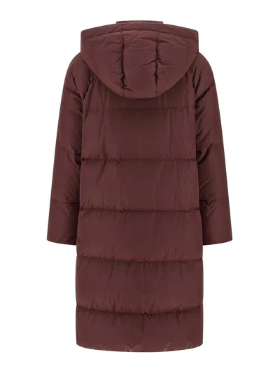 Brunello Cucinelli 'shiny Zipper Pull' Down Jacket In Red