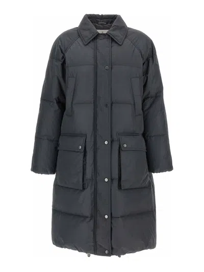 Brunello Cucinelli 'shiny Zipper Pull' Down Jacket In Gray