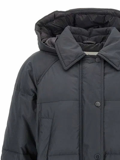 Brunello Cucinelli 'shiny Zipper Pull' Down Jacket In Gray