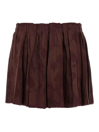Etro Jacquard Floral Patterned Skirt In Red