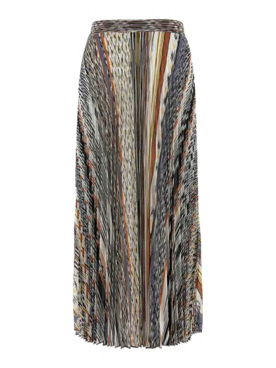 Missoni Womens Multicolor Tones Pleated Graphic-pattern Knit Midi Skirt