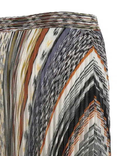 Missoni Womens Multicolor Tones Pleated Graphic-pattern Knit Midi Skirt