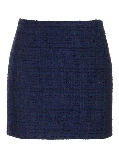Tagliatore May Mini Skirt In Blue Tweed In Black