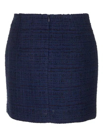 Tagliatore May Mini Skirt In Blue Tweed In Black