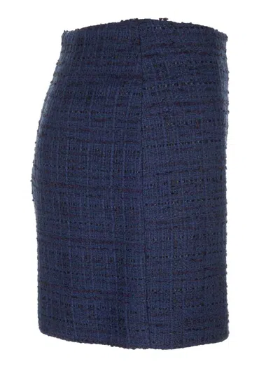 Tagliatore May Mini Skirt In Blue Tweed In Black