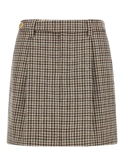 Brunello Cucinelli Checked Virgin Wool Flannel Miniskirt In Multi