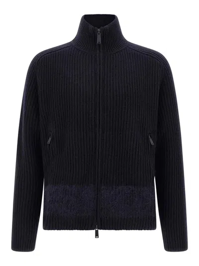 Dsquared2 Carded Wool Insert Cardigan Sweaters And Cardigans Blue In Blue