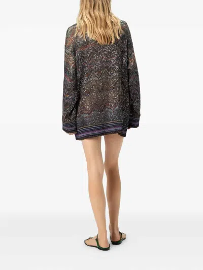 Missoni Oversized Cardigan With Multicolor Sequins In Brown