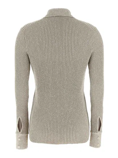 Magda Butrym Ribbed Texture Knitwear Cardigan With Cuff Buttons In Gray
