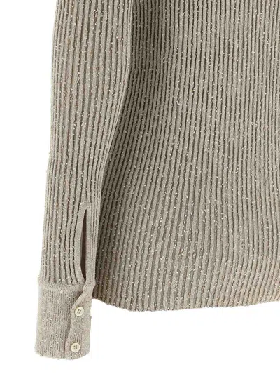 Magda Butrym Ribbed Texture Knitwear Cardigan With Cuff Buttons In Gray
