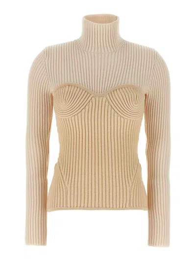 Jean Paul Gaultier Women Ribbed Corset Sweater In White